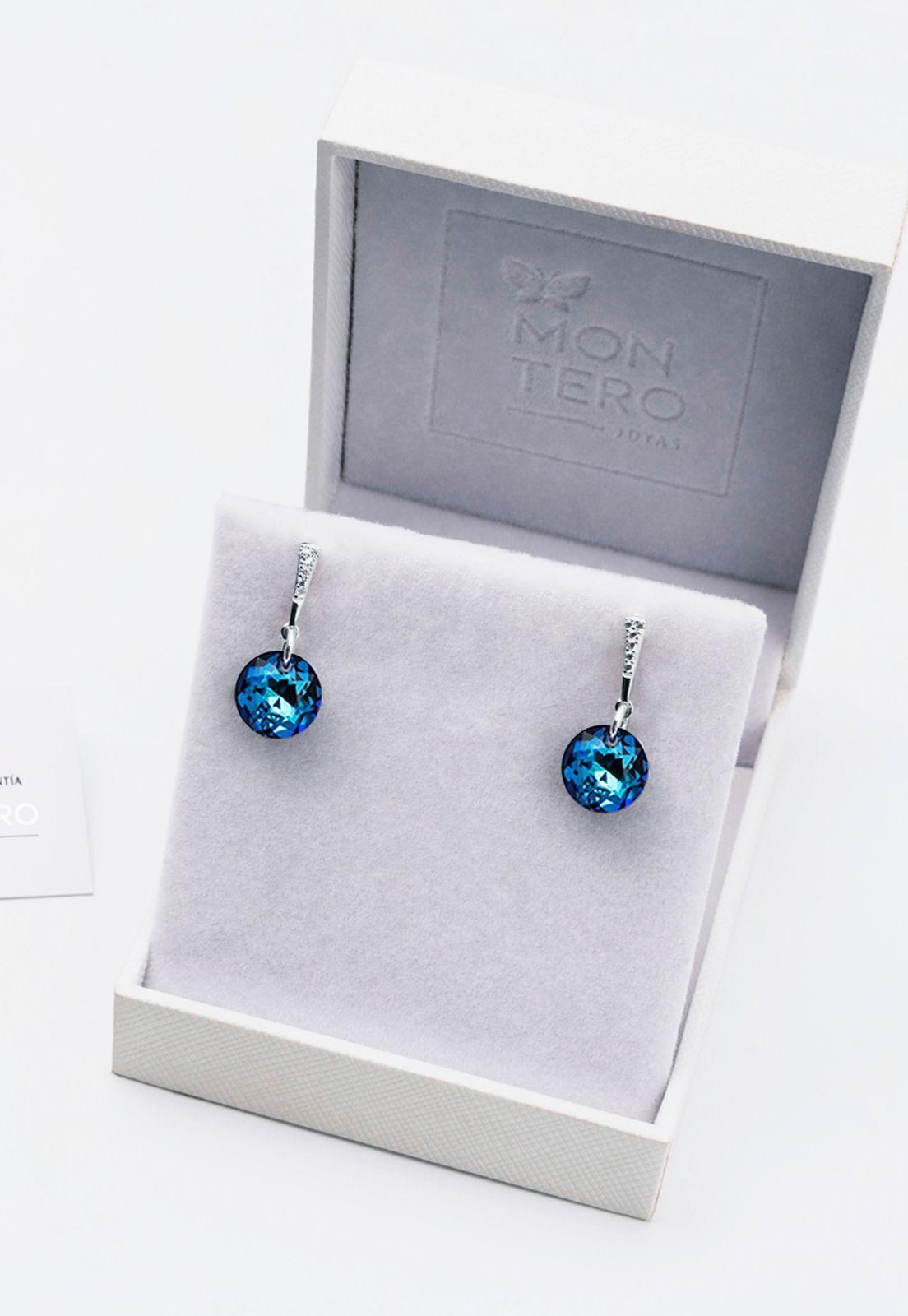 Aros Gracia Cristales Genuinos Bermuda Blue.-2