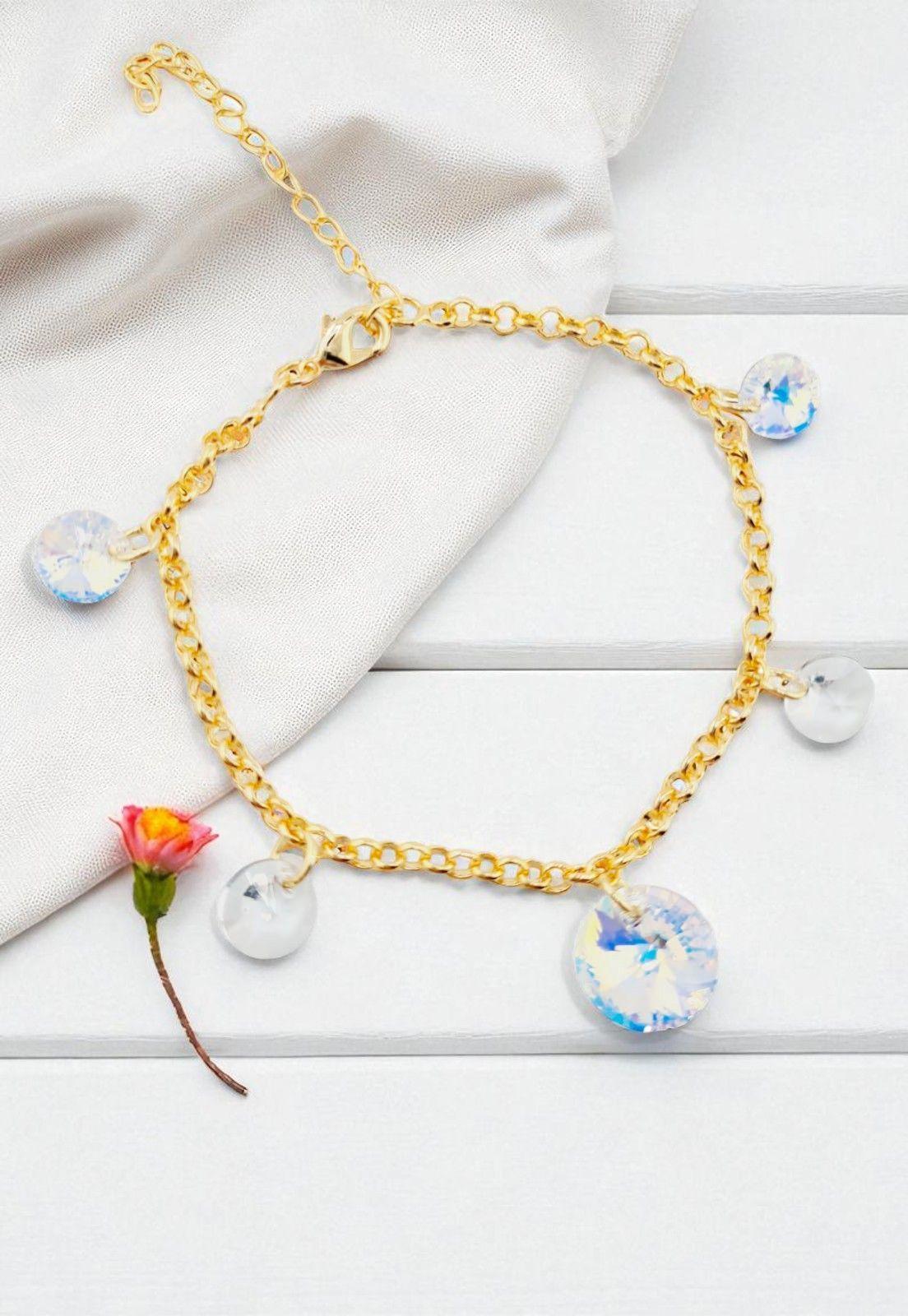 Pulsera Nepal Gold 24K Cristal Genuino Aurora Boreal-1