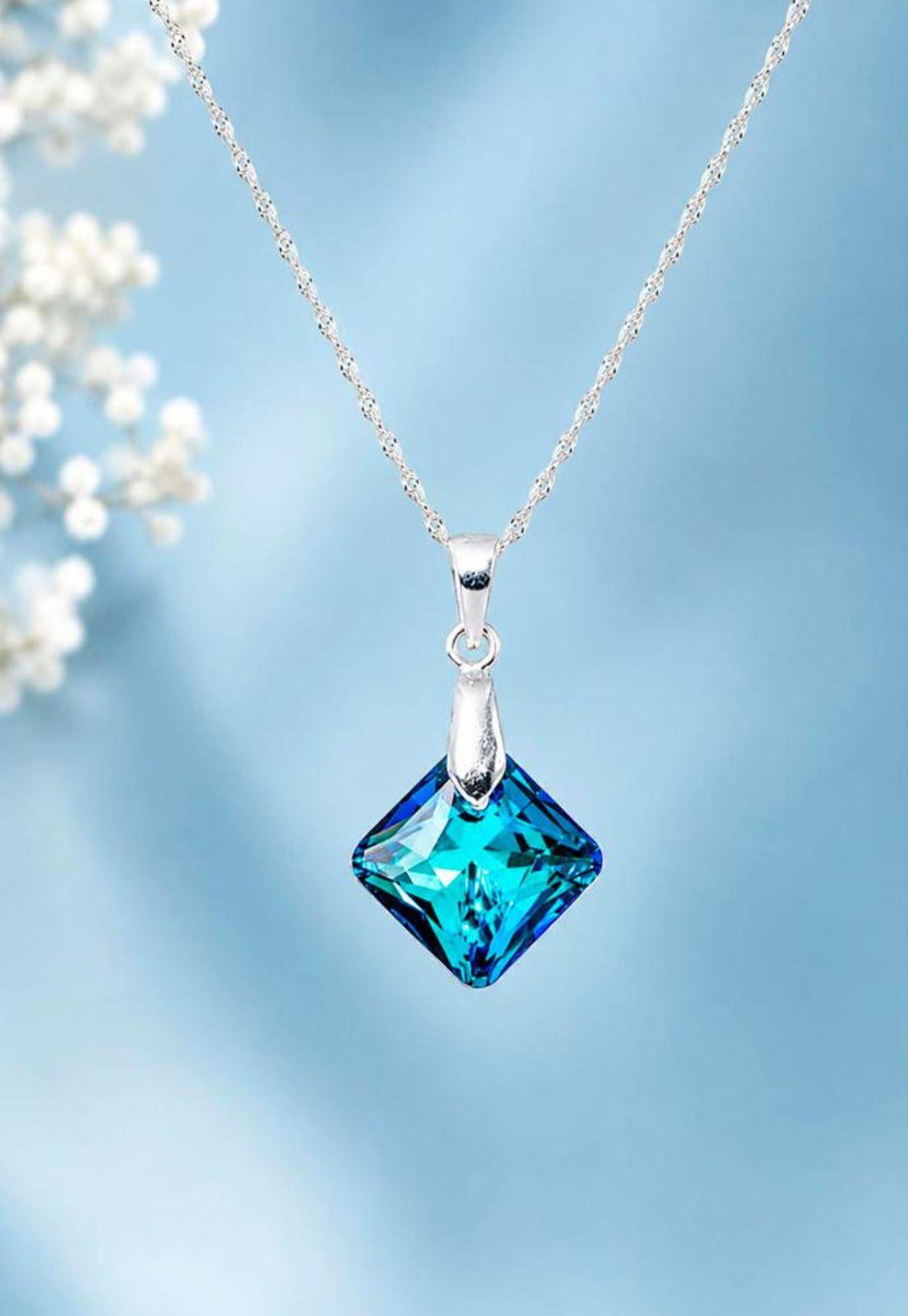 Collar Cristina Plata 925 Cristal Swarovski® Bermuda Blue-2