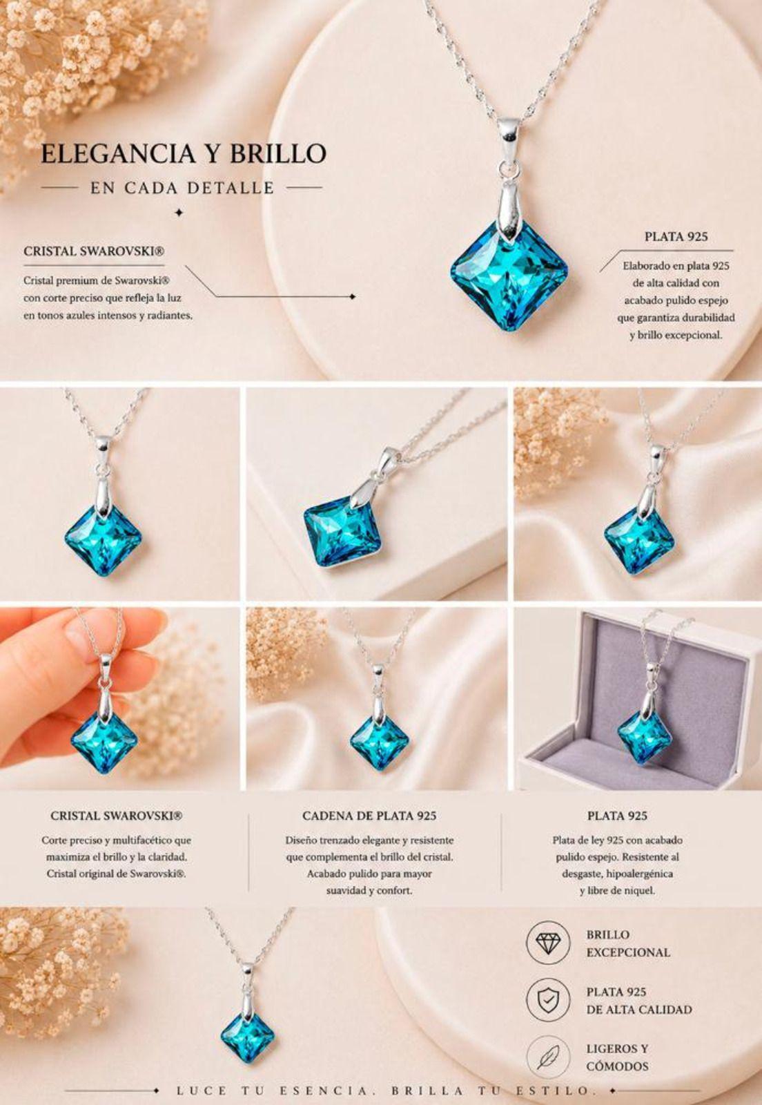 Collar Cristina Plata 925 Cristal Swarovski® Bermuda Blue-3