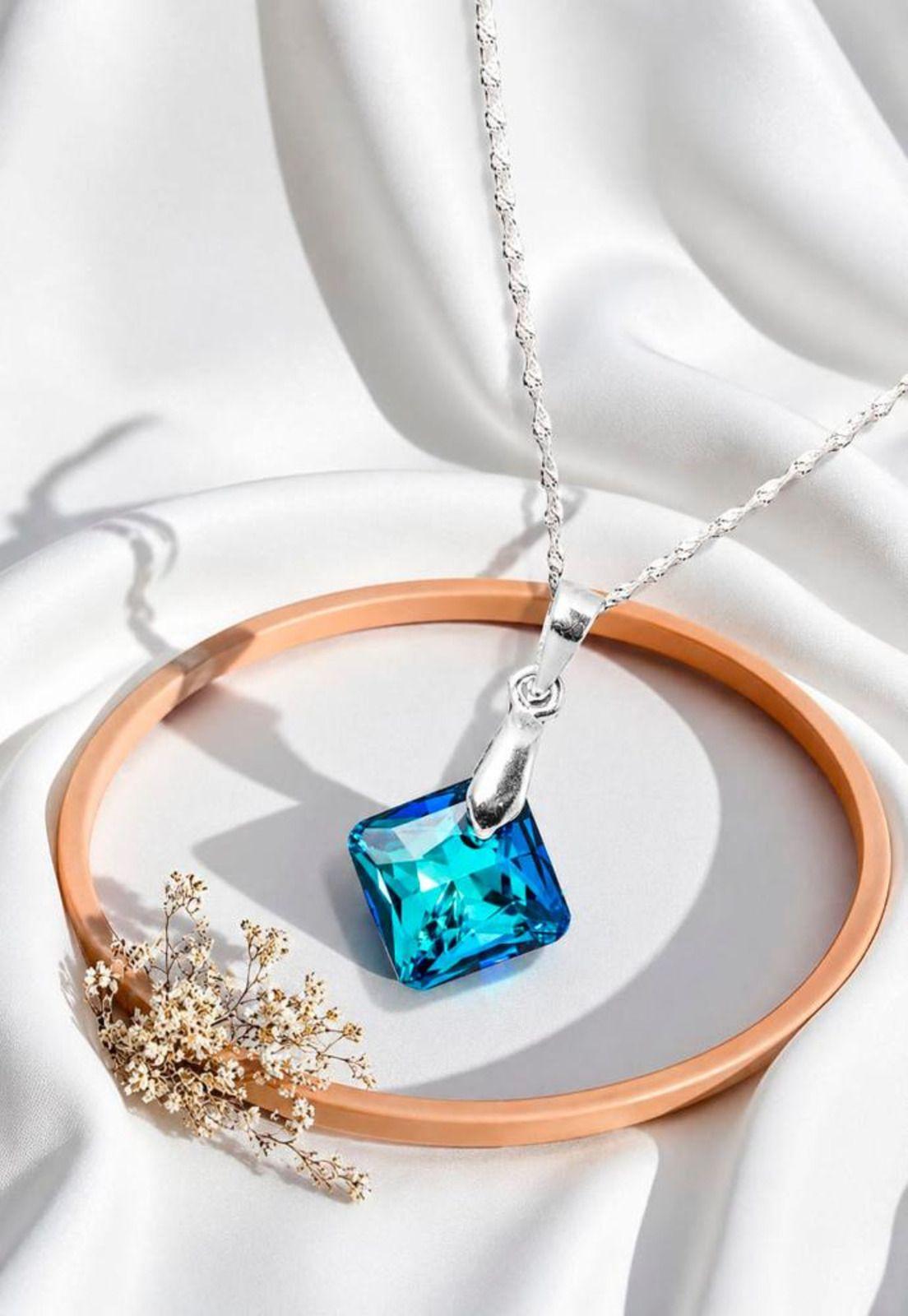 Collar Cristina Plata 925 Cristal Swarovski® Bermuda Blue-5