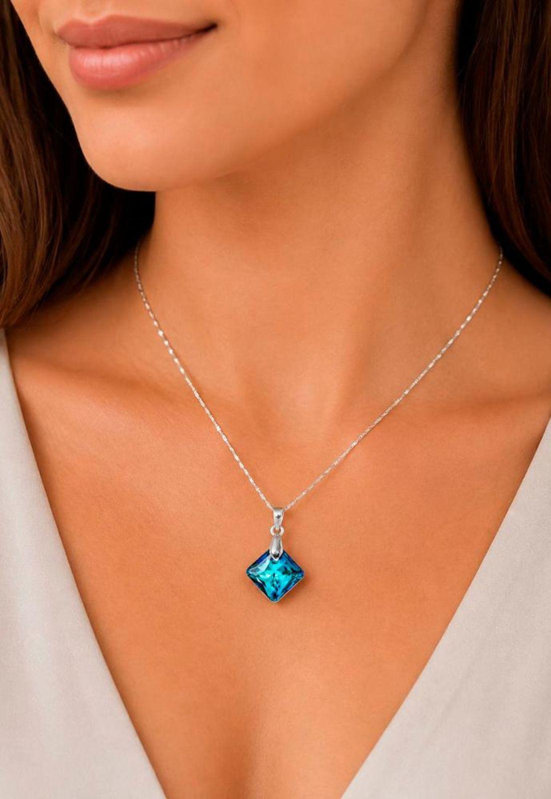 Collar Cristina Plata 925 Cristal Swarovski® Bermuda Blue-6