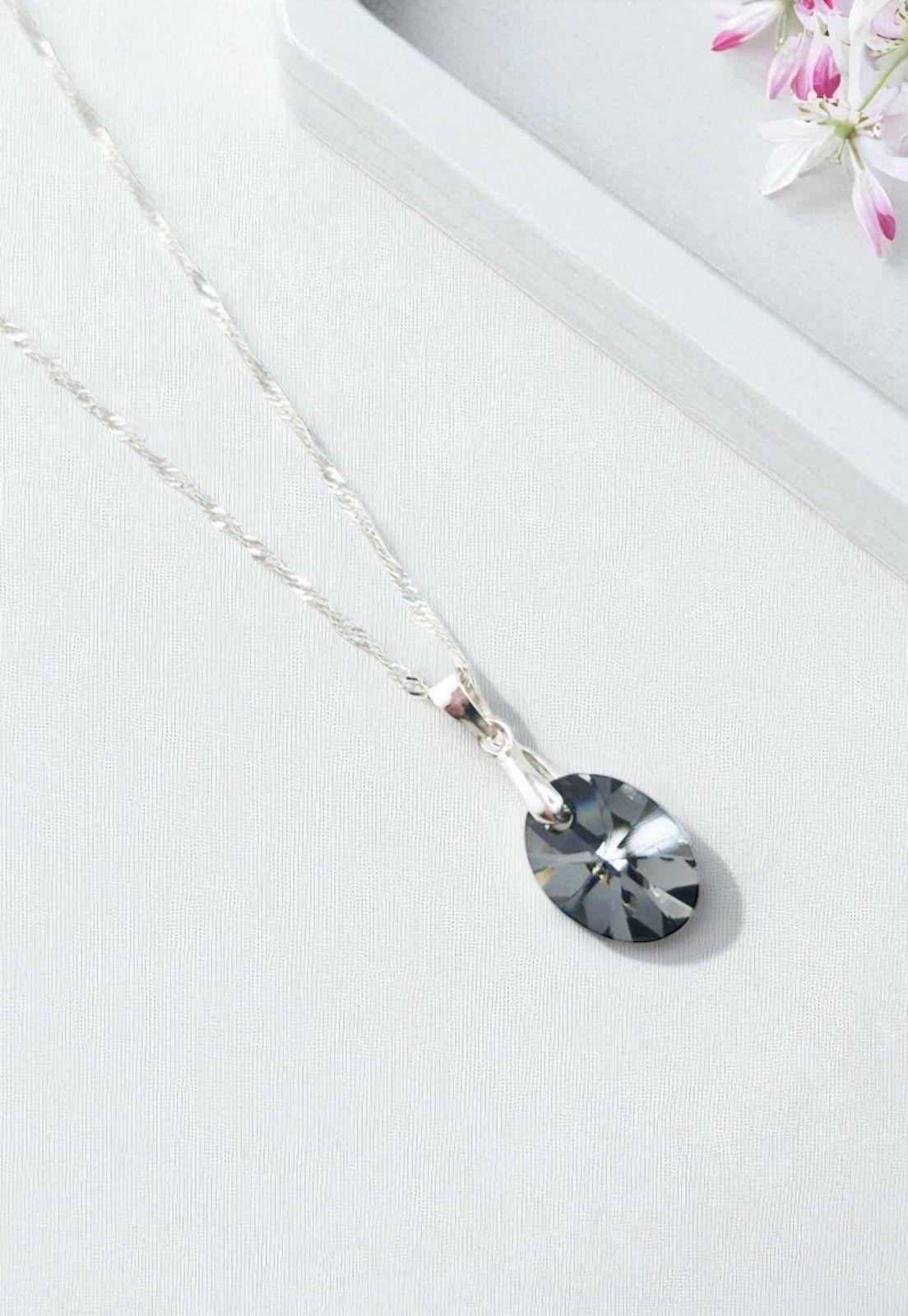 Collar Praga Plata 925 Cristal Genuino Silver Night-2