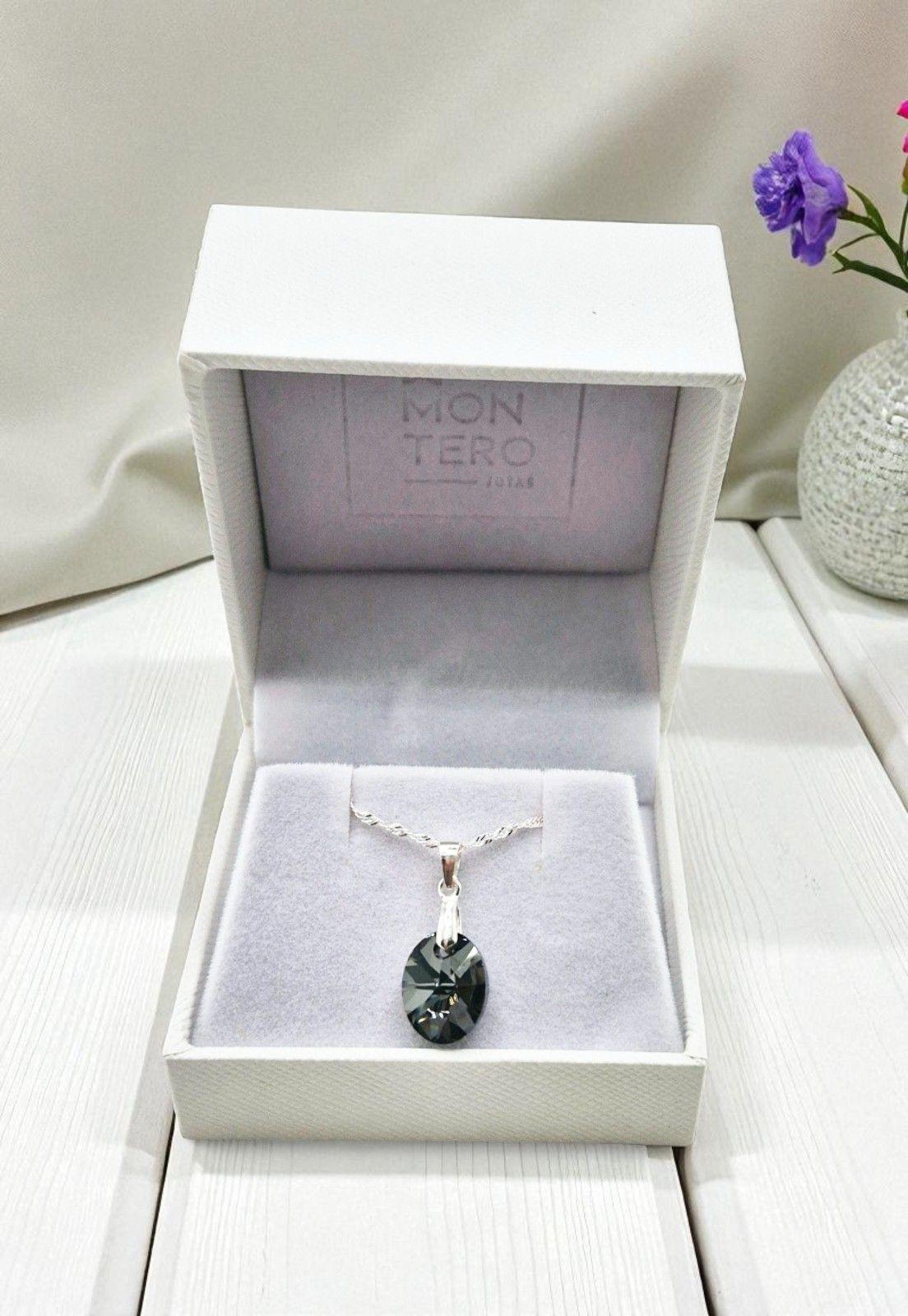 Collar Praga Plata 925 Cristal Genuino Silver Night-3