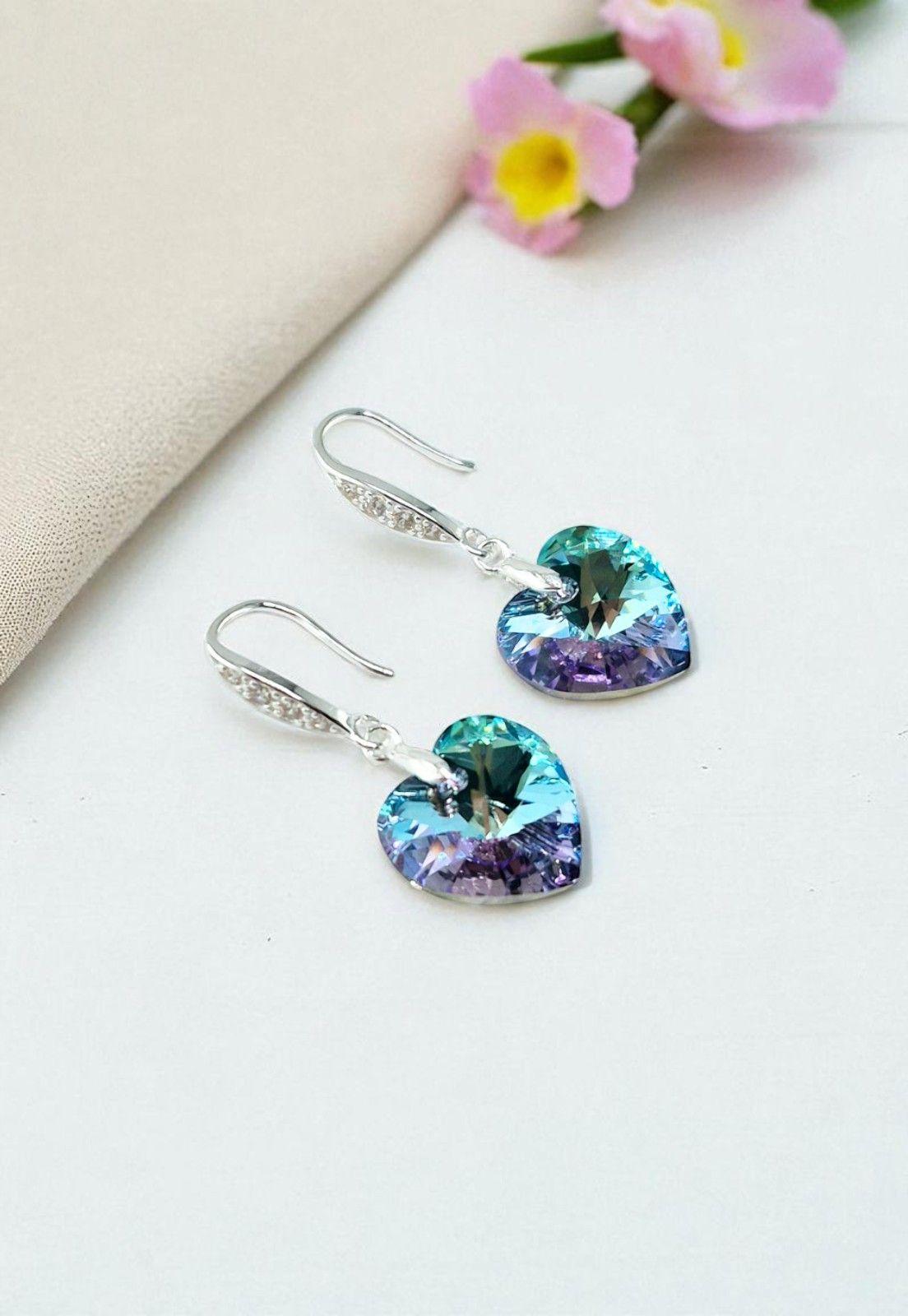 Aros Gran Romance Plata 925 Cristal Genuino Vitral light-2