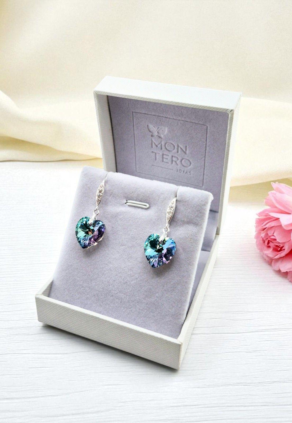 Aros Gran Romance Plata 925 Cristal Genuino Vitral light-3