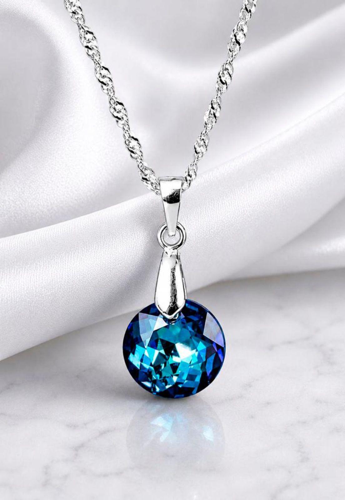 Collar Gracia Plata 925 Cristal Swarovski® Bermuda Blue-2