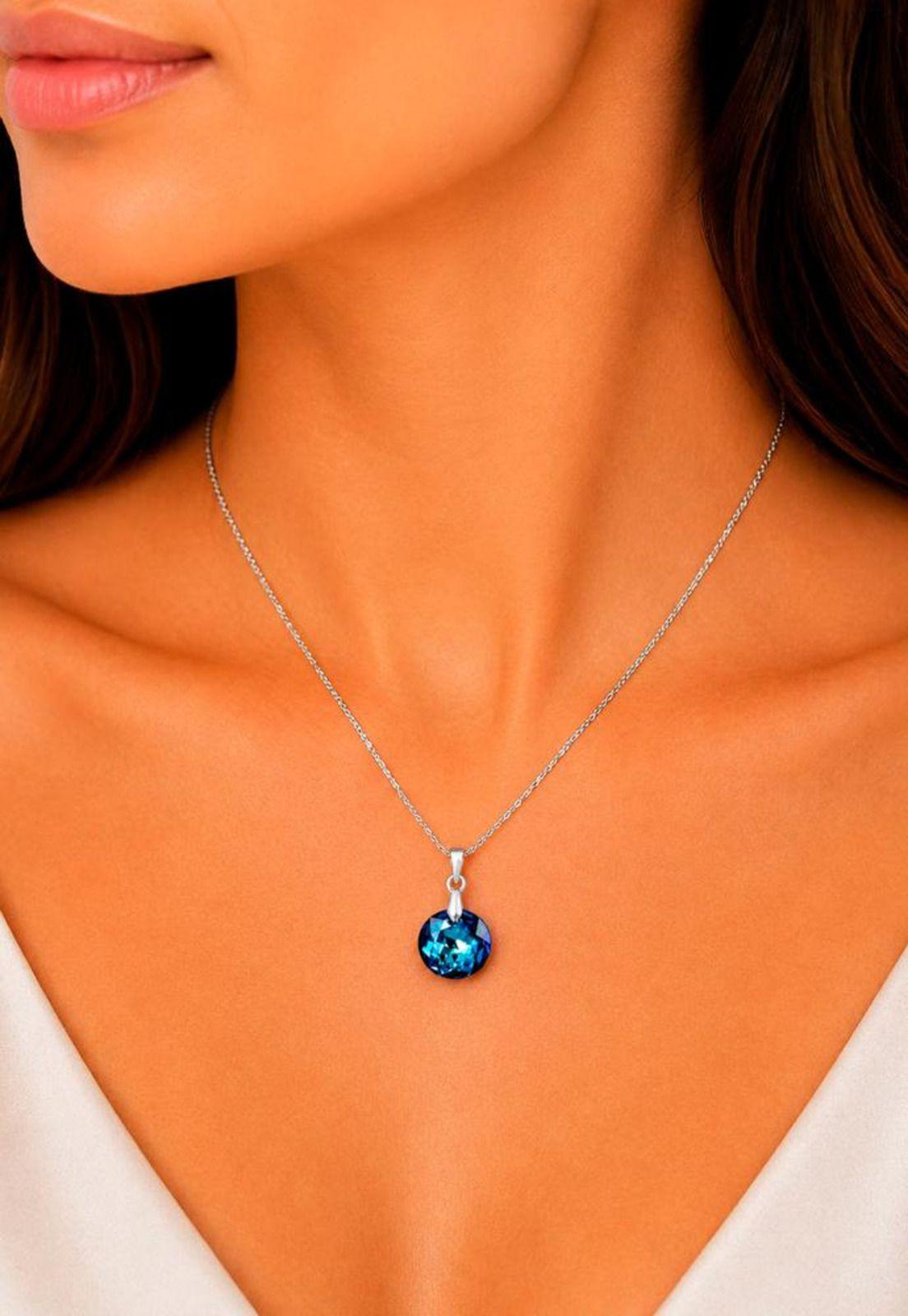 Collar Gracia Plata 925 Cristal Swarovski® Bermuda Blue-3