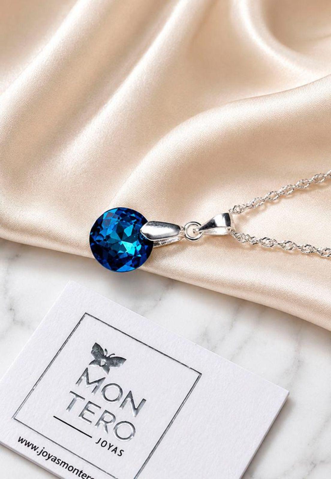 Collar Gracia Plata 925 Cristal Swarovski® Bermuda Blue-4