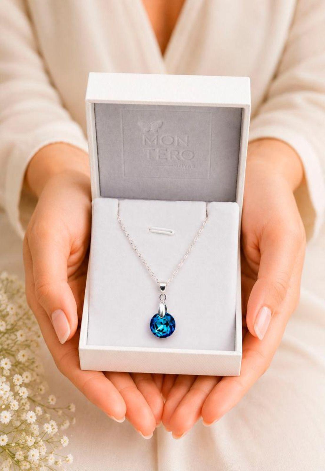 Collar Gracia Plata 925 Cristal Swarovski® Bermuda Blue-5