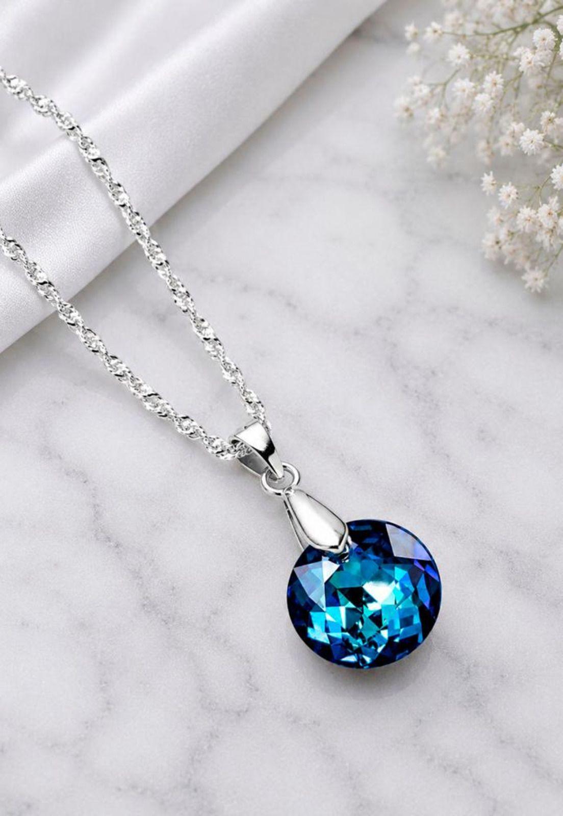 Collar Gracia Plata 925 Cristal Swarovski® Bermuda Blue-6
