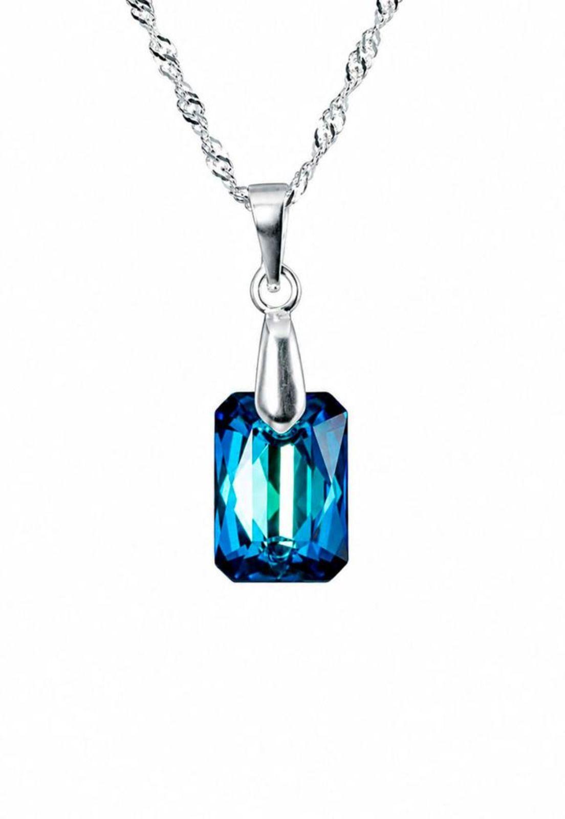 Collar Estefanía Plata 925 Cristal Swarovski® Bermuda Blue-0