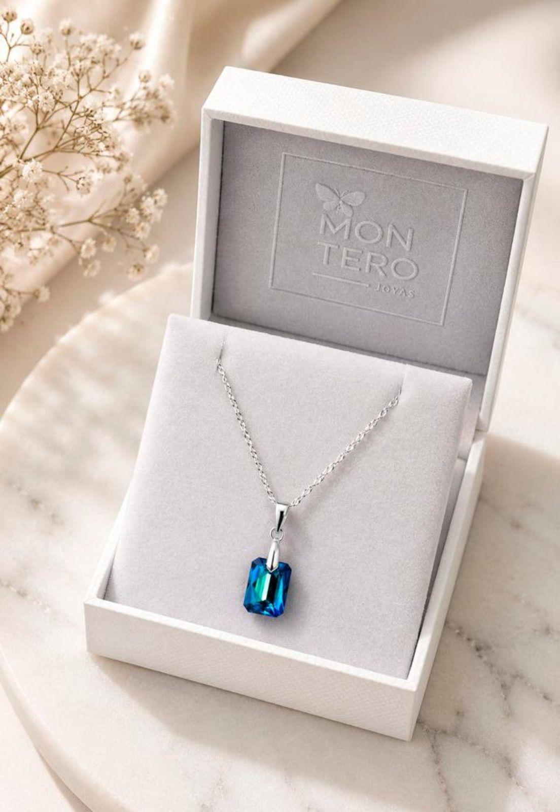 Collar Estefanía Plata 925 Cristal Swarovski® Bermuda Blue-1