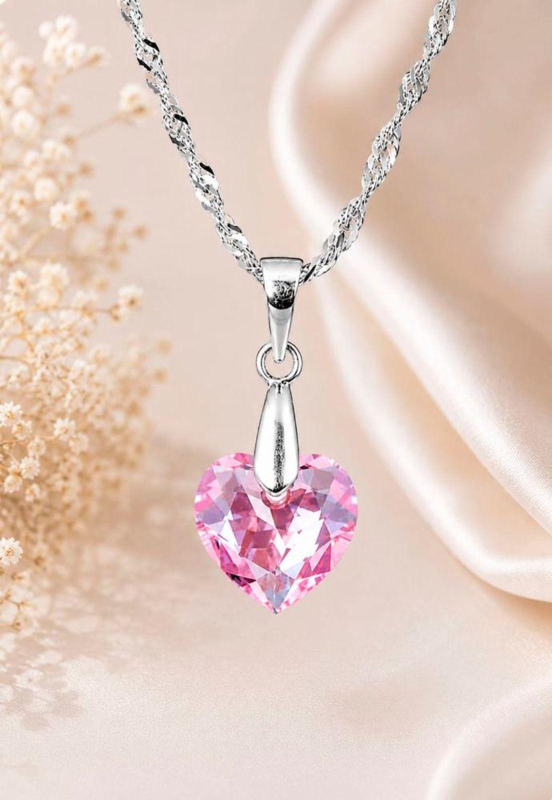 Collar Amor Plata 925 Cristal Swarovski® Light Rose-2