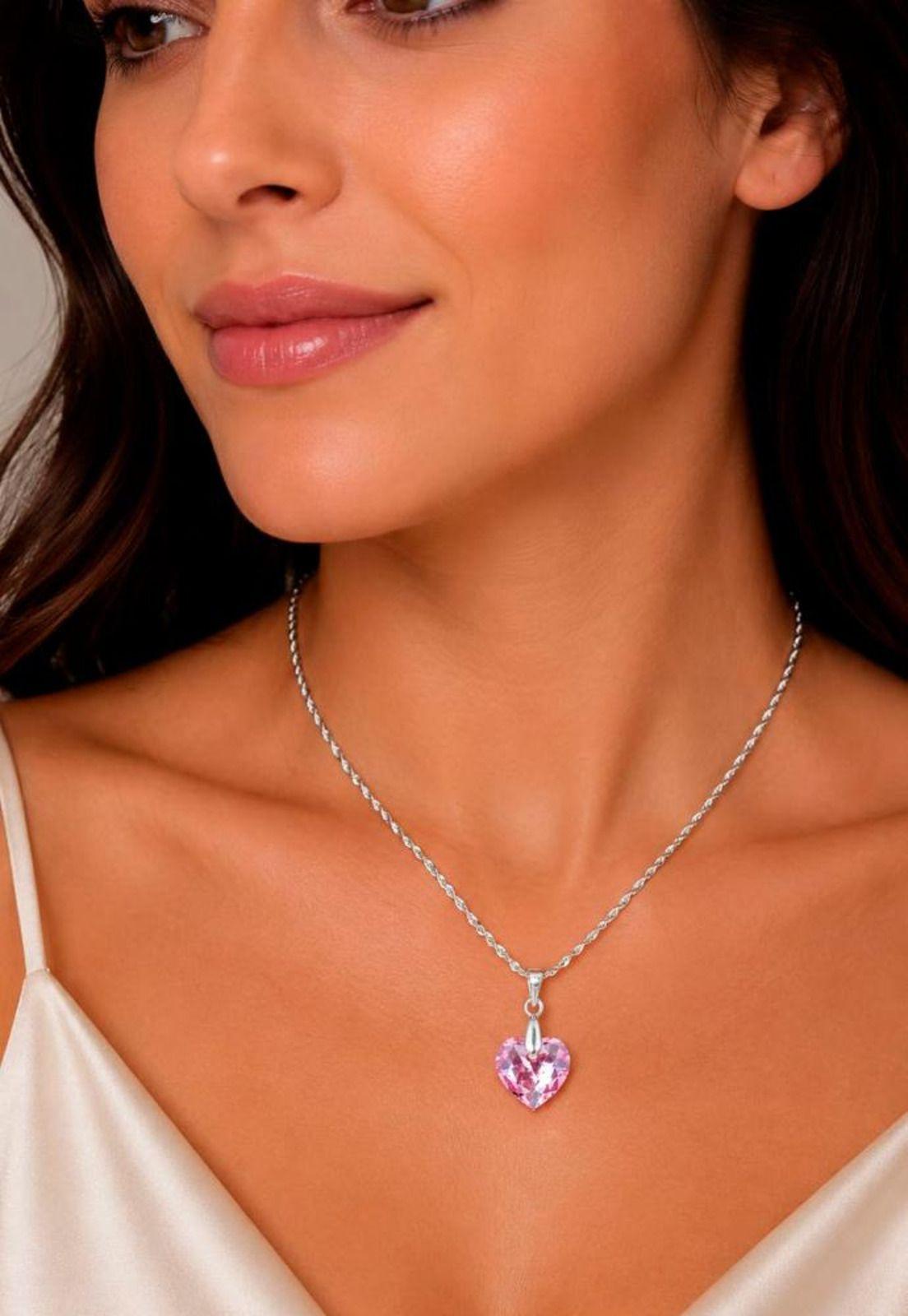 Collar Amor Plata 925 Cristal Swarovski® Light Rose-4