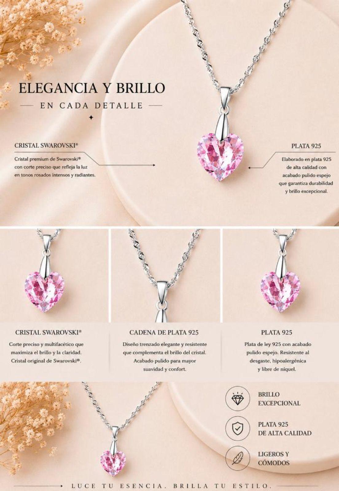 Collar Amor Plata 925 Cristal Swarovski® Light Rose-8