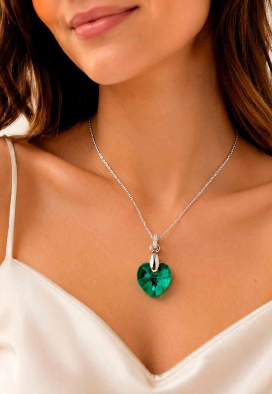 Collar Gran Romance Plata 925 Cristal Swarovski® Emerald-6
