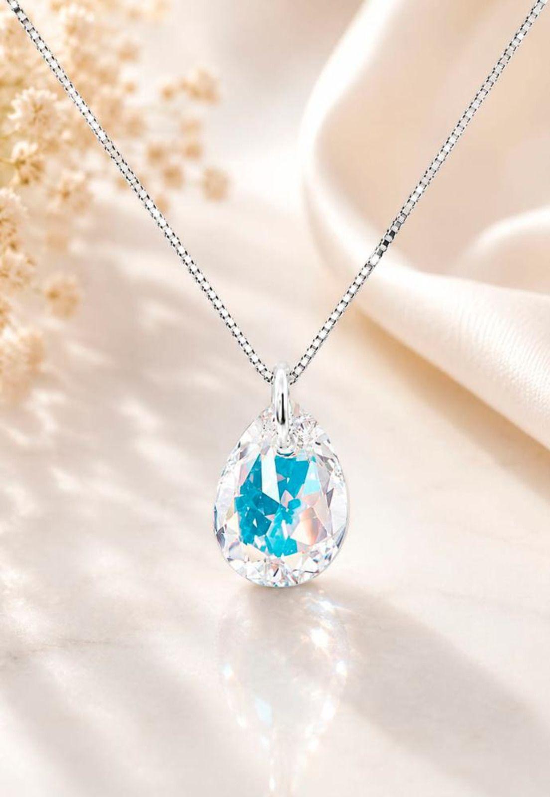 Collar Gota de Luz Plata 925 Cristal Swarovski® Aurora Boreal-2