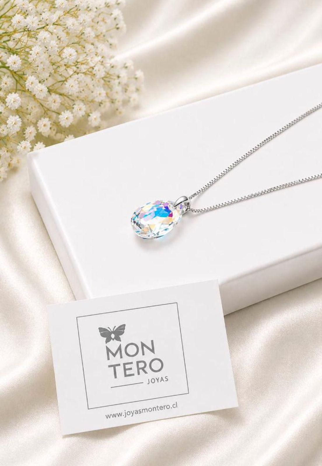 Collar Gota de Luz Plata 925 Cristal Swarovski® Aurora Boreal-3