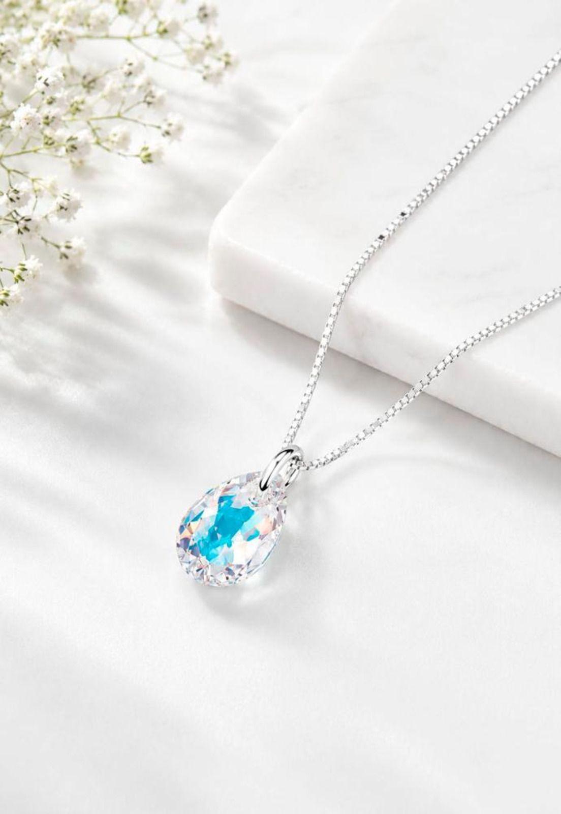 Collar Gota de Luz Plata 925 Cristal Swarovski® Aurora Boreal-6