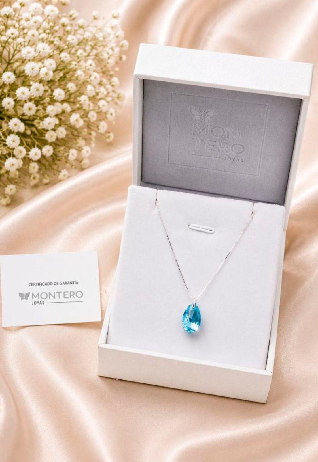 Collar Gota de Luz Plata 925 Cristal Swarovski® Aquamarine-1