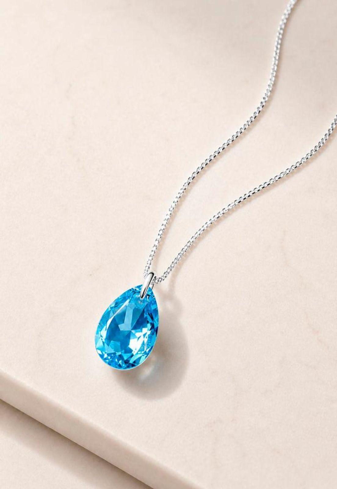 Collar Gota de Luz Plata 925 Cristal Swarovski® Aquamarine-2