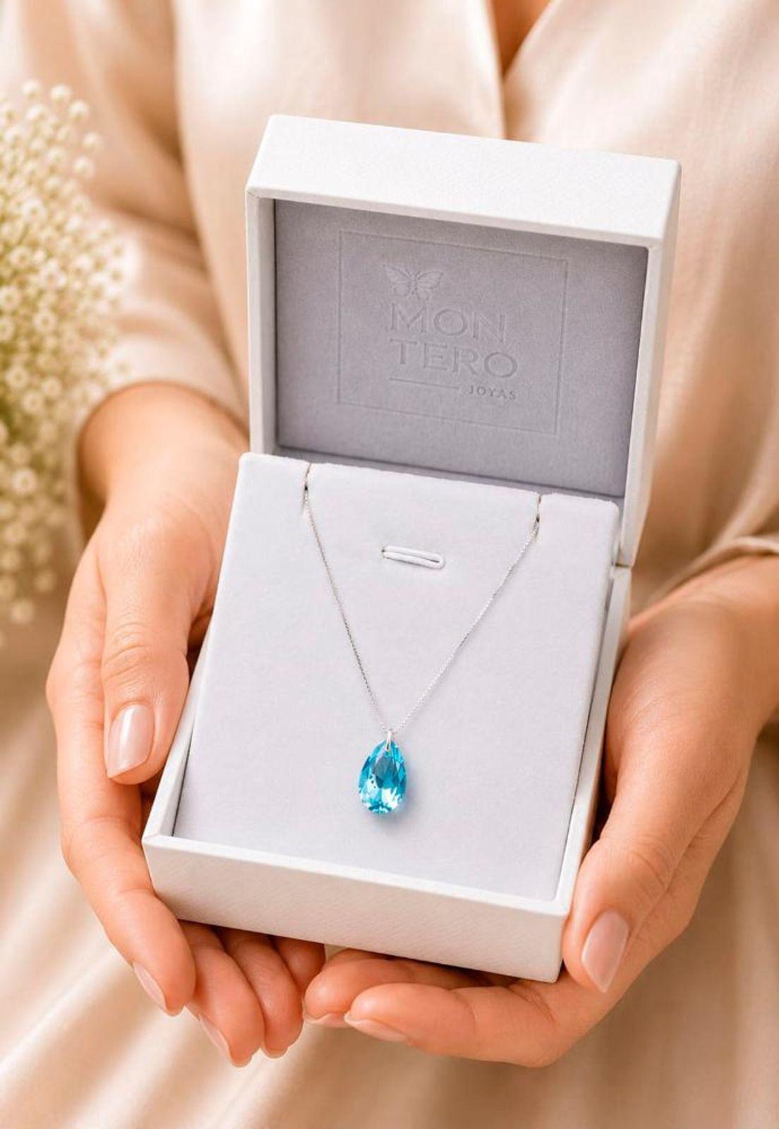 Collar Gota de Luz Plata 925 Cristal Swarovski® Aquamarine-5