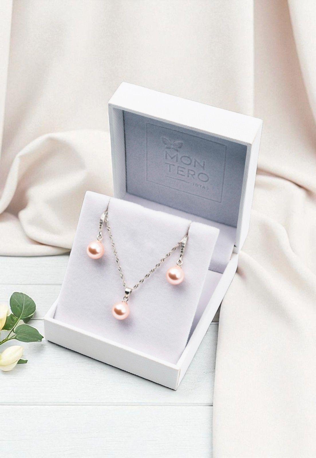 Conjunto Oslo Con Perlas Organicas Originales Peach-4