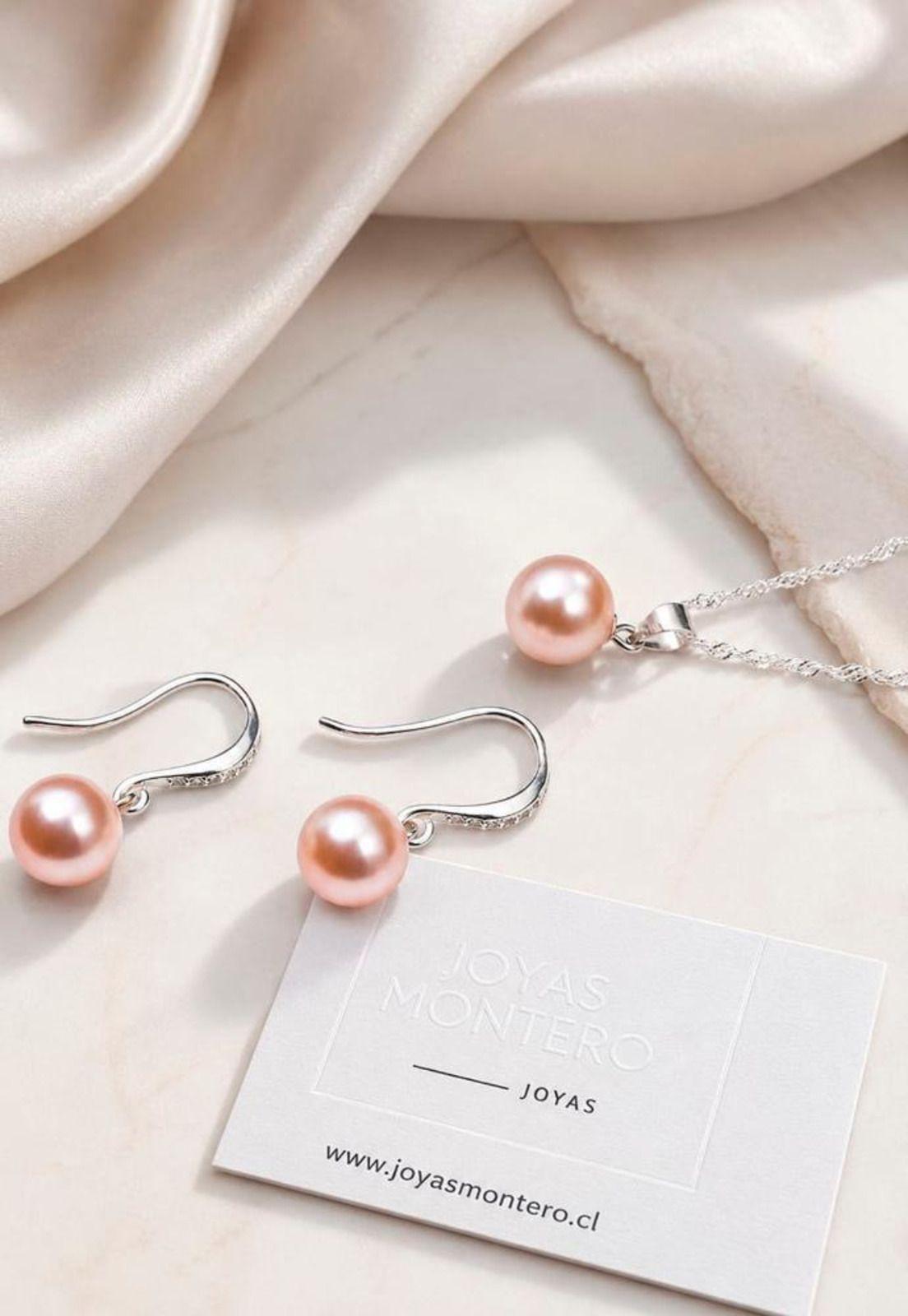Conjunto Oslo Plata 925 Perlas de Swarovski® Peach-4