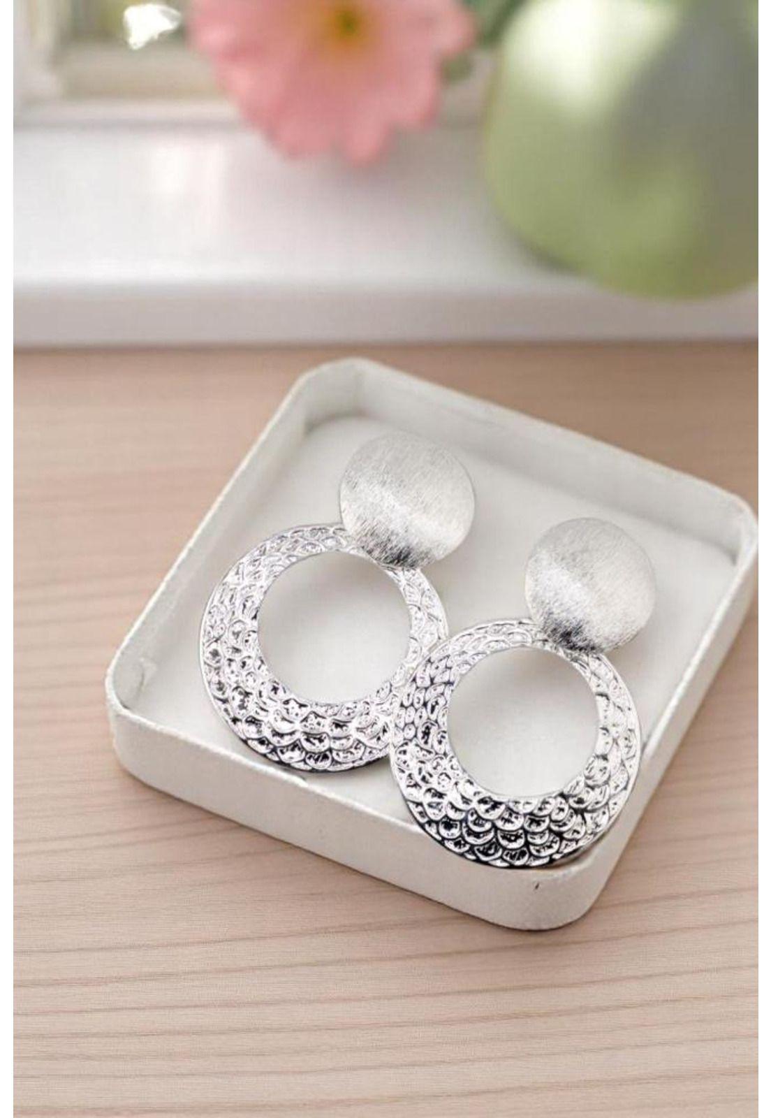 Aros Elena Baño Oro Blanco 24K-2