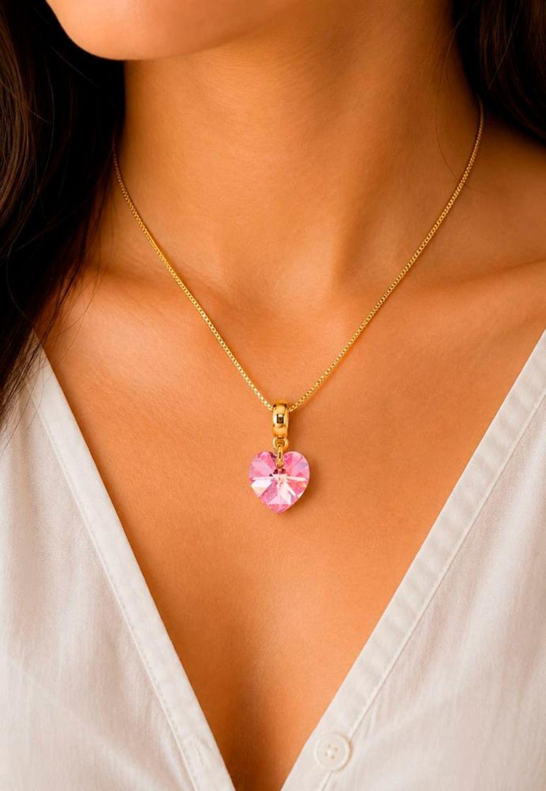 Collar Romance Gold 24K Cristal Swarovski® Light Rose-6