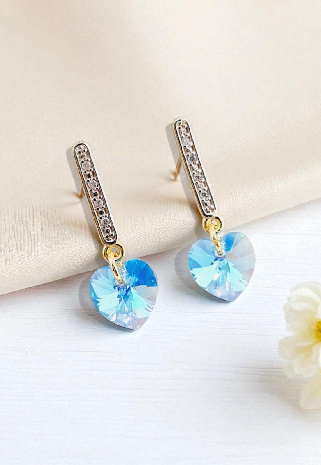 Conjunto Romance Gold 24K Cristal Genuino Aquamarine-4
