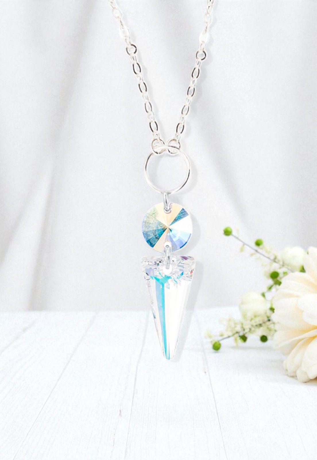 Collar Mystic Plata Italiana 925 y Cristales Aurora Boreal-2