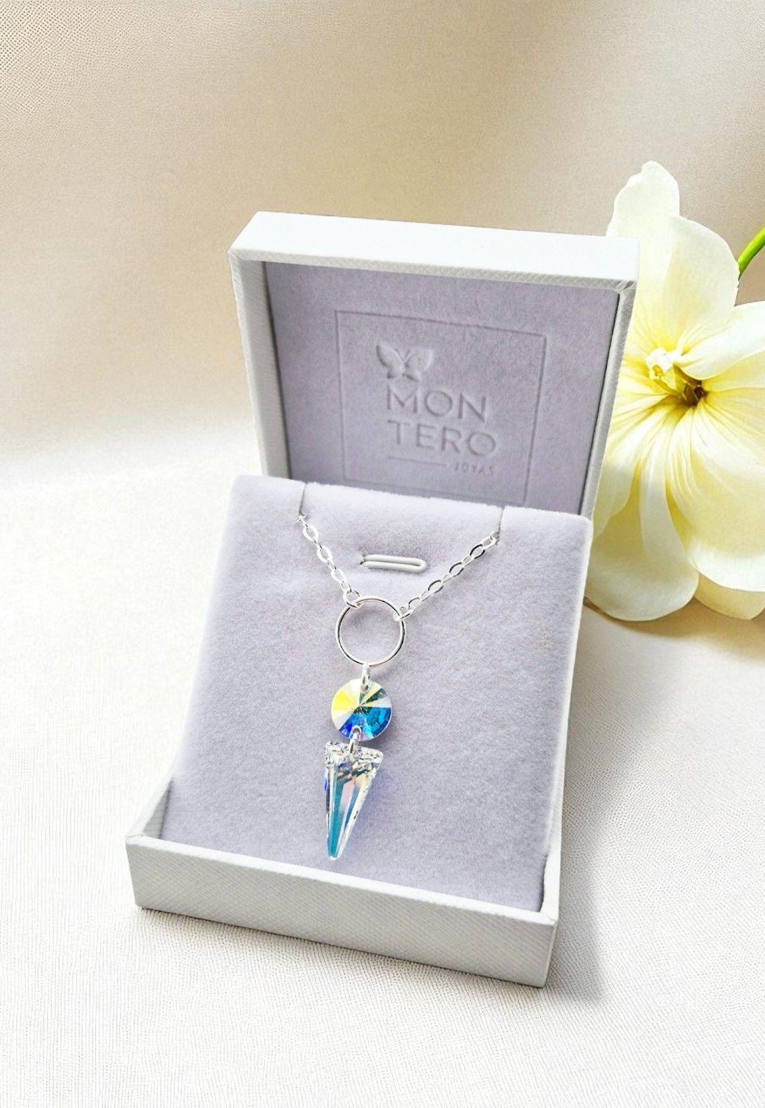 Collar Mystic Plata Italiana 925 y Cristales Aurora Boreal-3