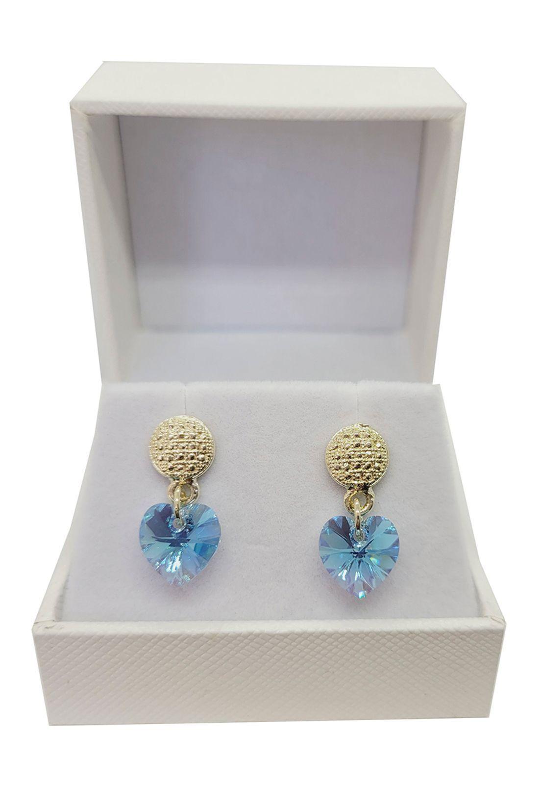 Aros Romance Gold  Cristales Genuinos  Aquamarine-2