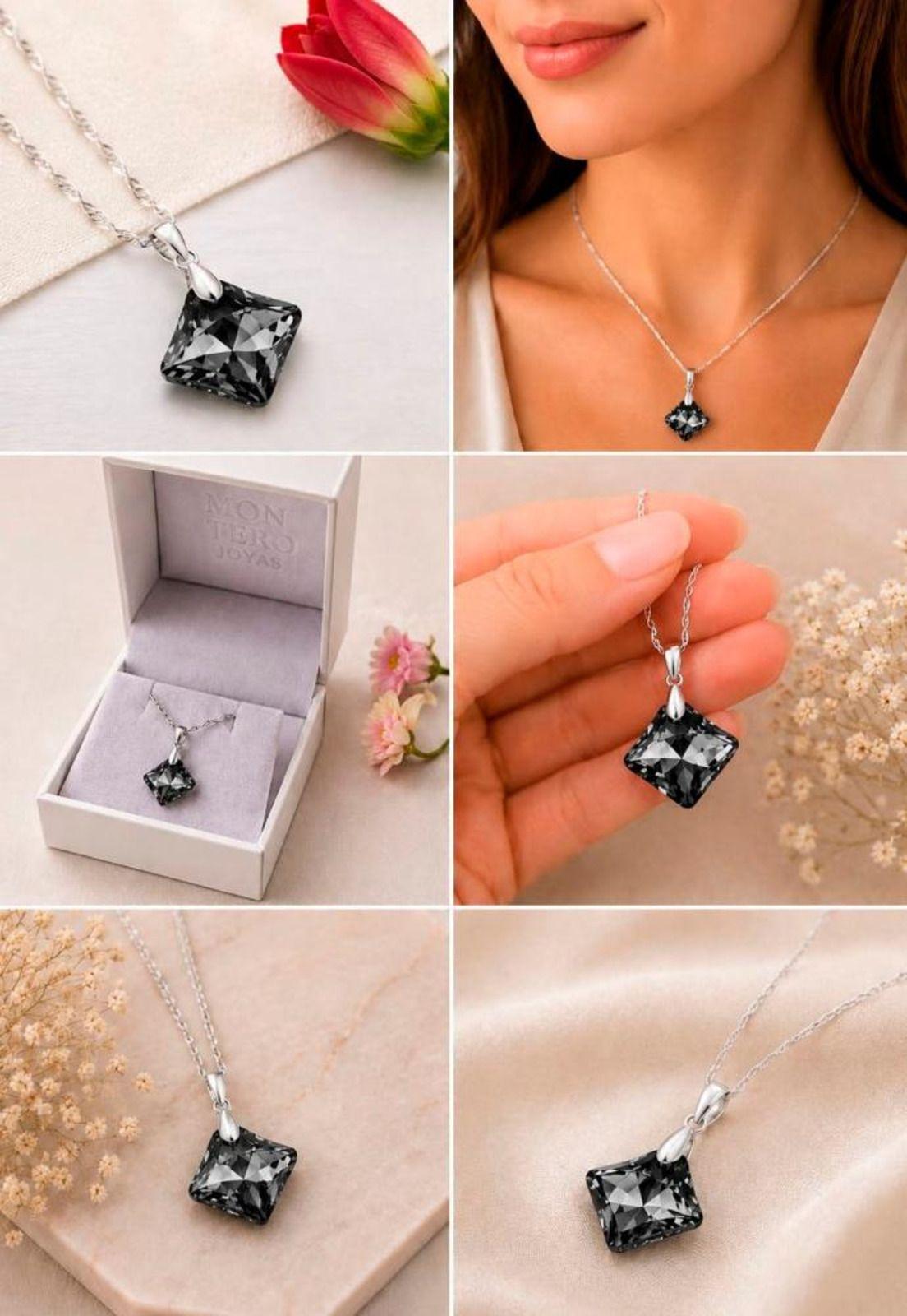Collar Cristina Plata 925 Cristal Swarovski® Silver Night-3