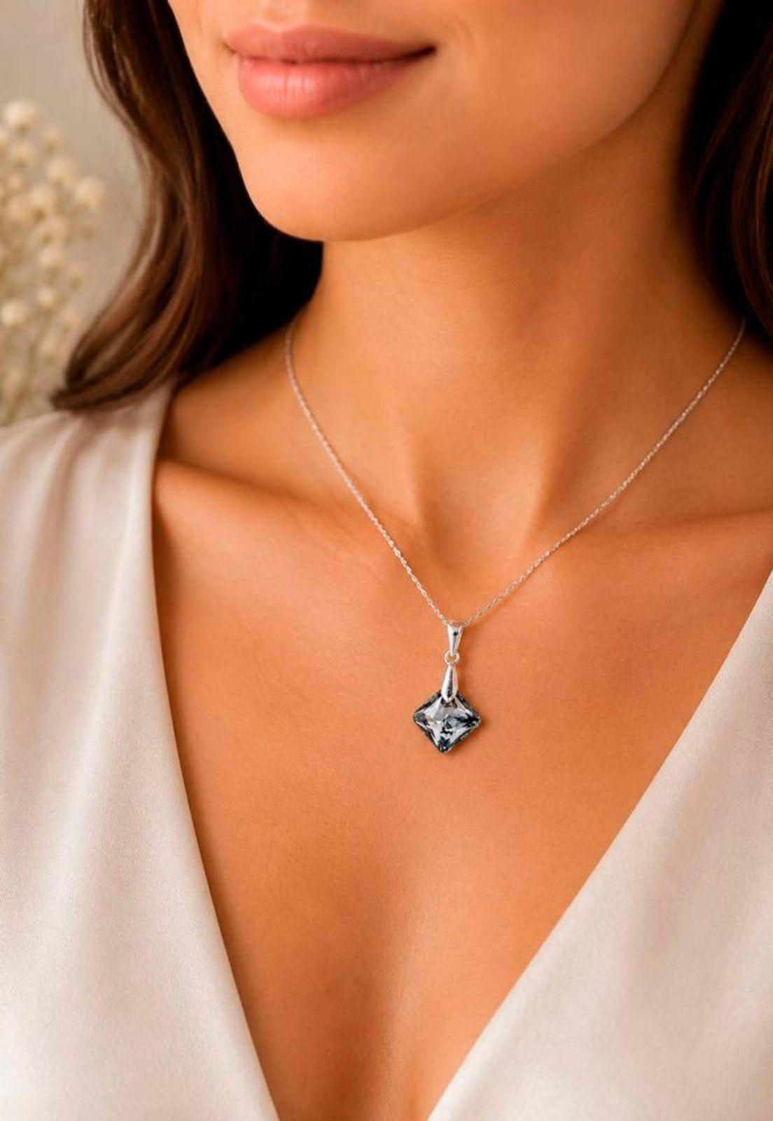 Collar Cristina Plata 925 Cristal Swarovski® Silver Night-5