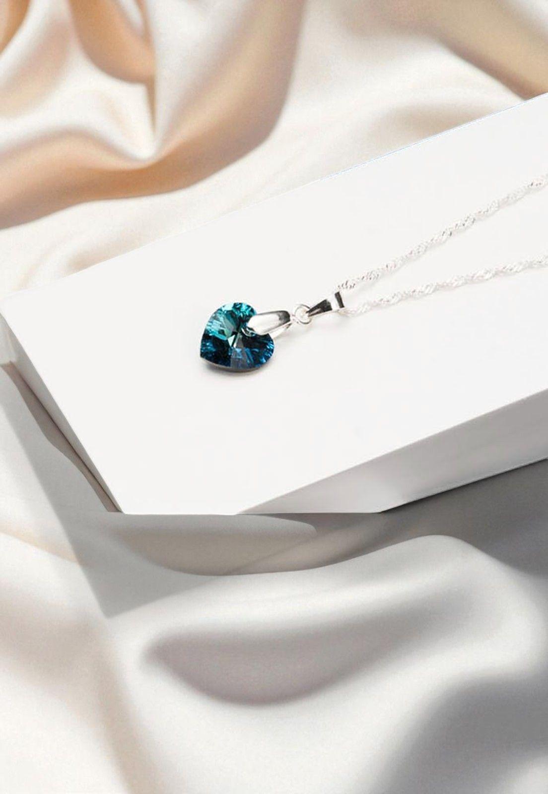 Collar Romance Plata Italiana 925 Cristal Genuino Bermuda Blue-2