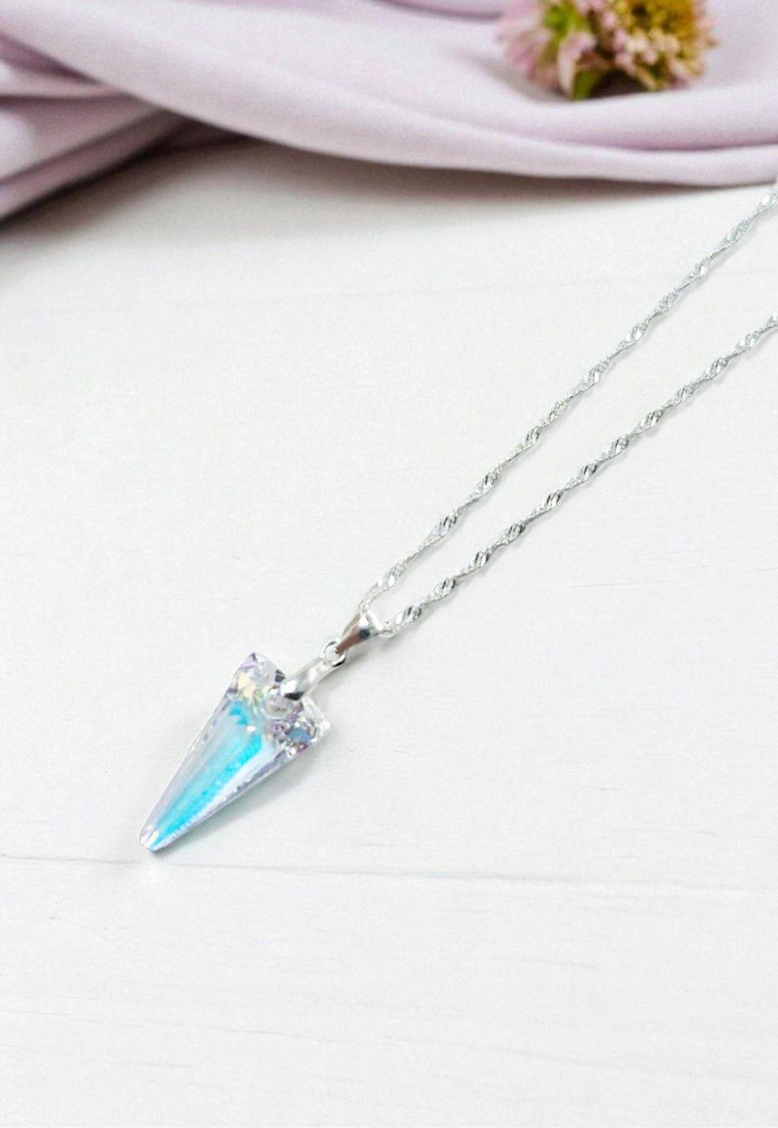 Collar Sevilla Plata Italiana 925 y Cristales Genuinos Aurora Boreal-2