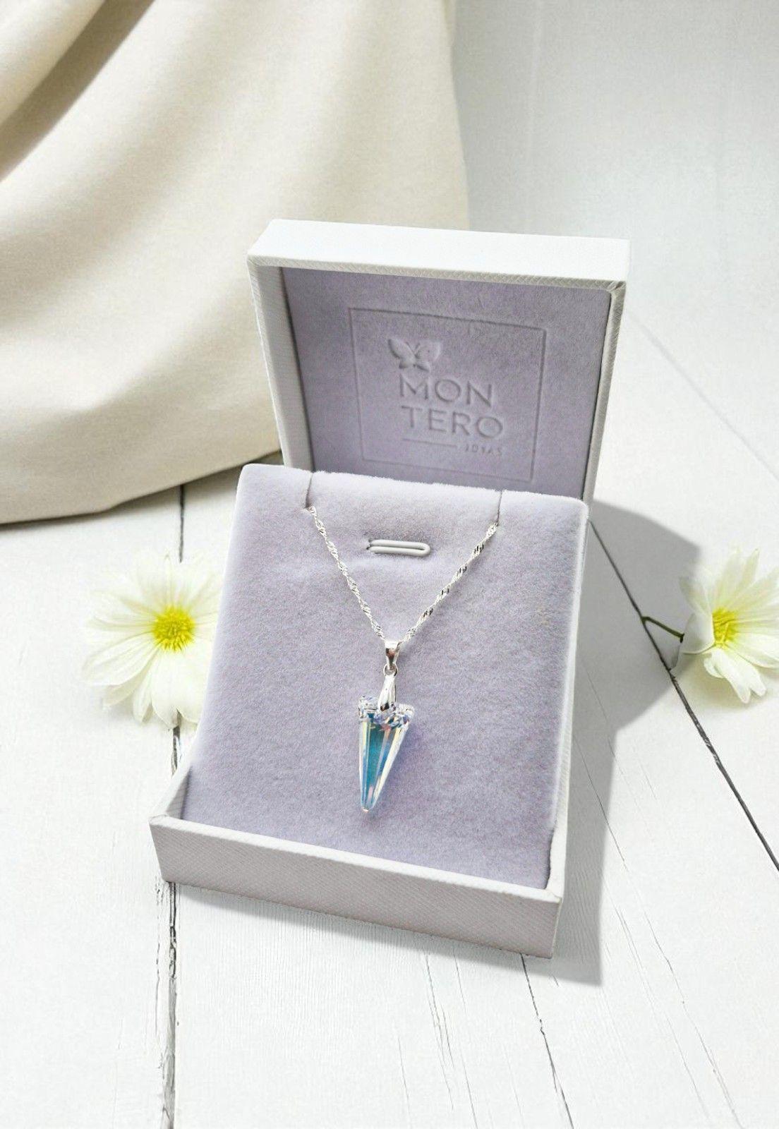 Collar Sevilla Plata Italiana 925 y Cristales Genuinos Aurora Boreal-3