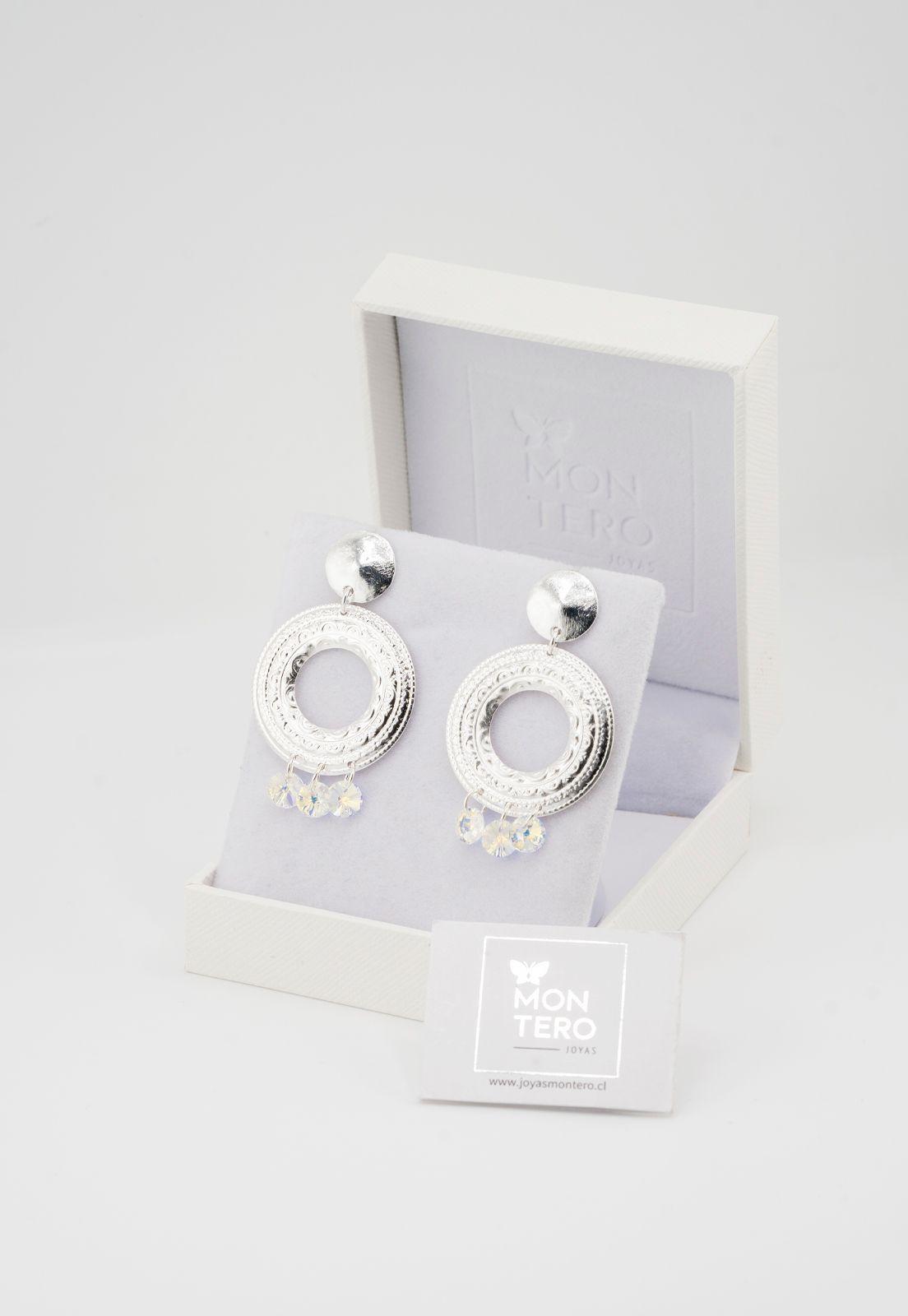 Aros Carlota Baño de Oro Blanco y Cristales Aurora Boreal-2