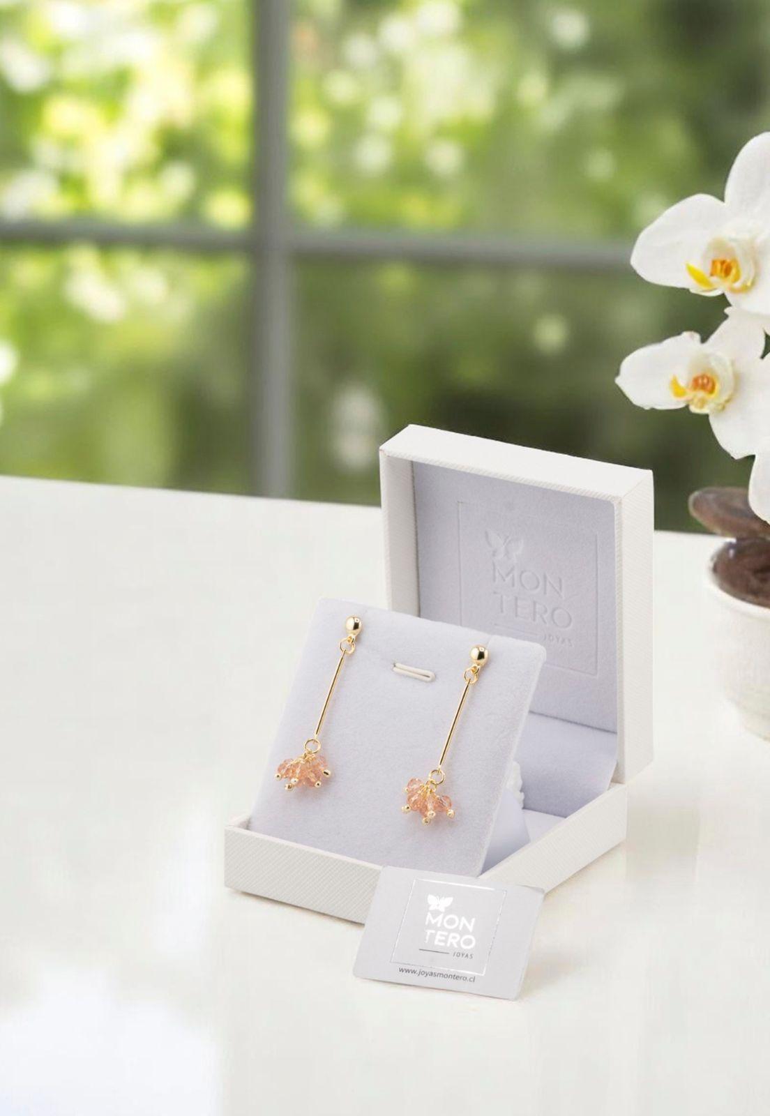 Aros Tessa Peach Baño de Oro 24k-1