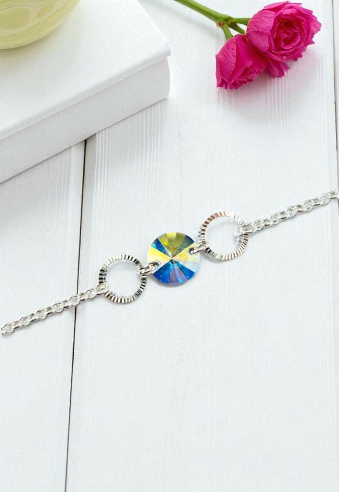 Pulsera Rafaela Plata 925 Cristal Swarovski® Aurora Boreal-2