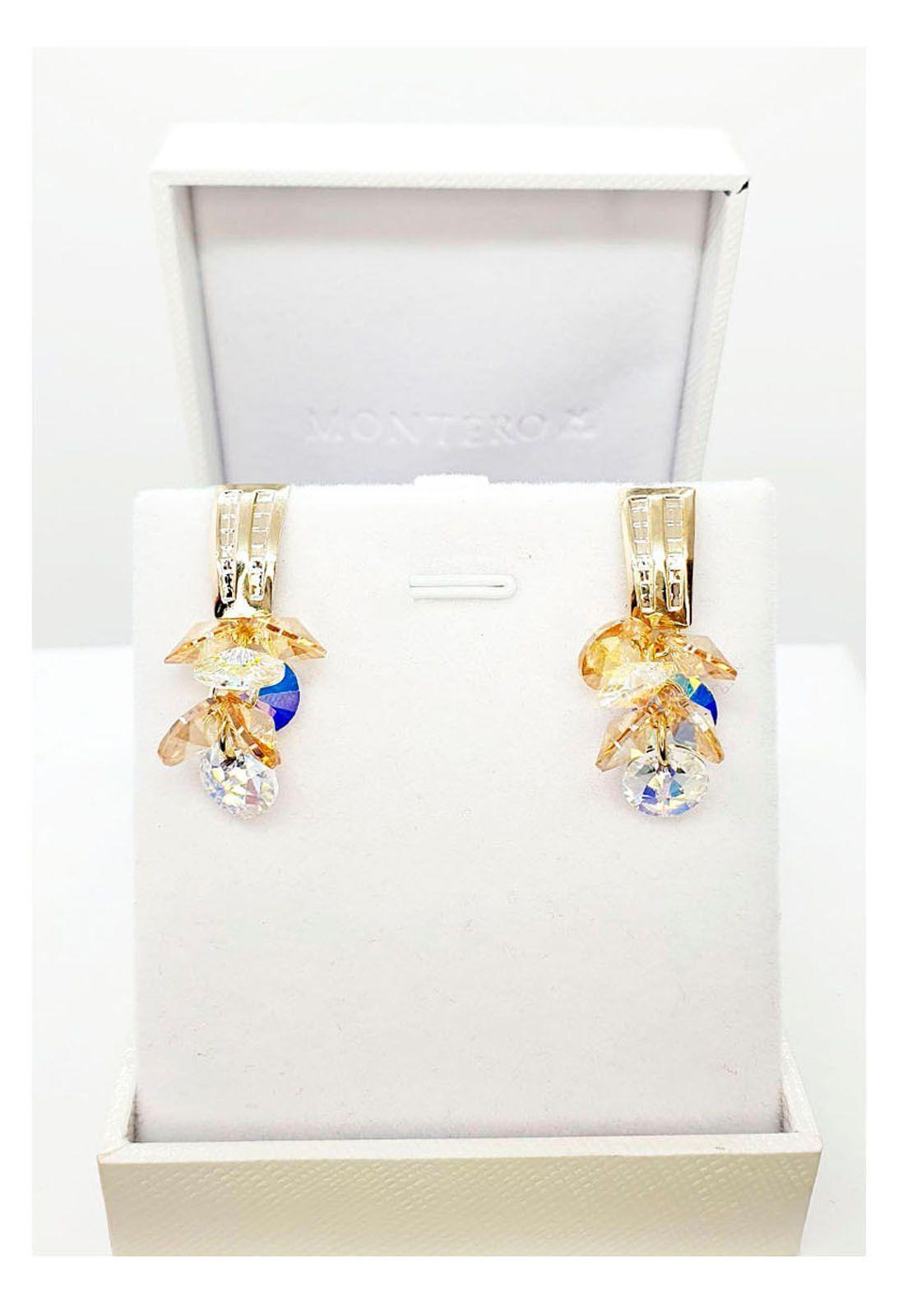 Aros Antonia Gold Cristales Genuinos  Aurora & Golden -2