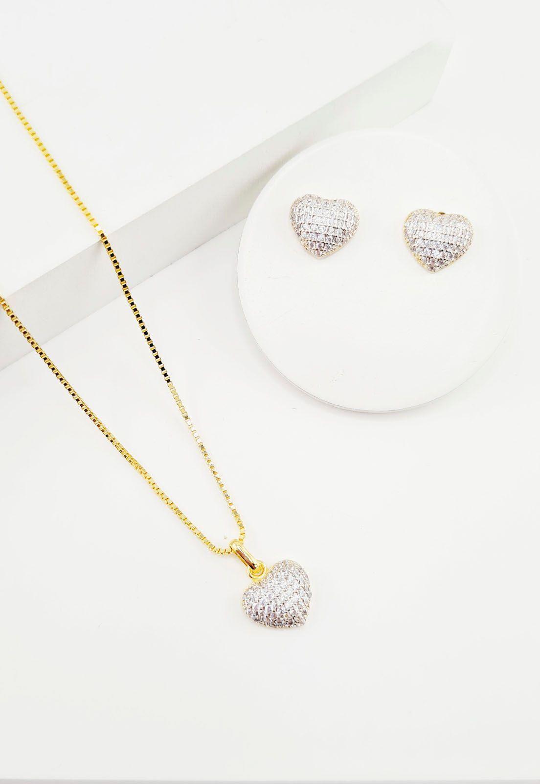 Conjunto Corazon Gold Microcircones Baño de Oro 24k-2