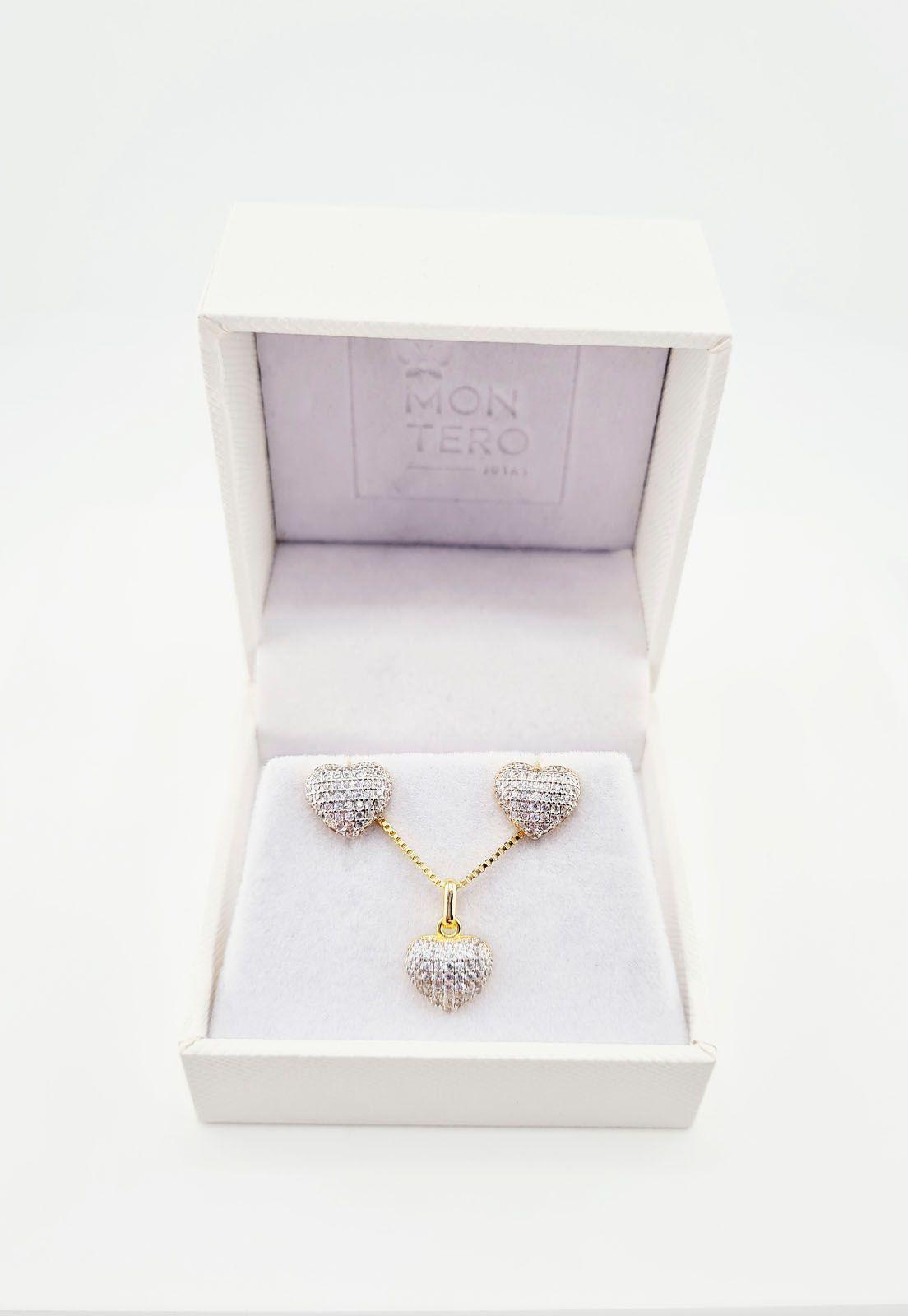 Conjunto Corazon Gold Microcircones Baño de Oro 24k-3