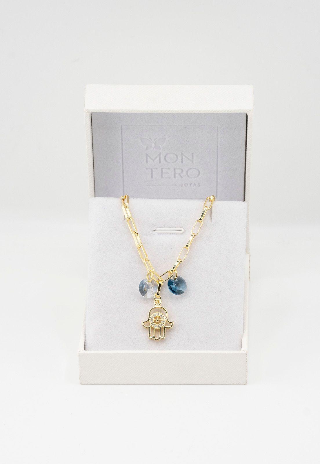 Pulsera Blue Gold Baño de Oro 24k y Cristales Genuinos Denim Blue-2
