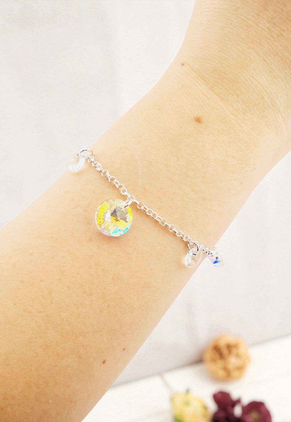 Pulsera Nepal Plata 925 Cristales Aurora Boreal-2