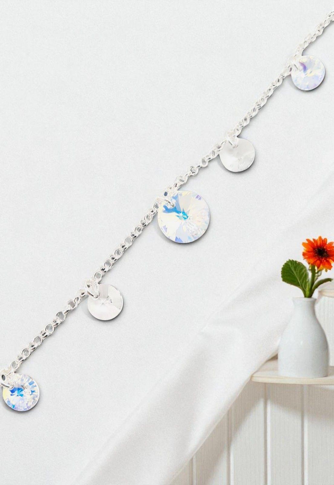 Pulsera Nepal Plata 925 Cristales Aurora Boreal-3
