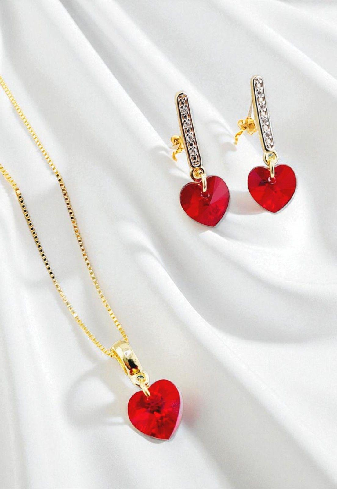 Conjunto Romance Gold 24K Cristal Genuino Siam -1